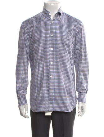 Kiton Plaid Print Long Sleeve Dress Shirt