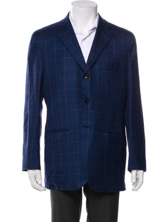 Kiton Plaid Print Overcoat