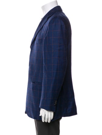 Kiton Plaid Print Overcoat
