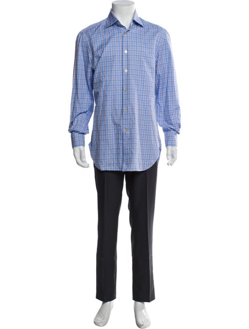Kiton Plaid Print Long Sleeve Dress Shirt