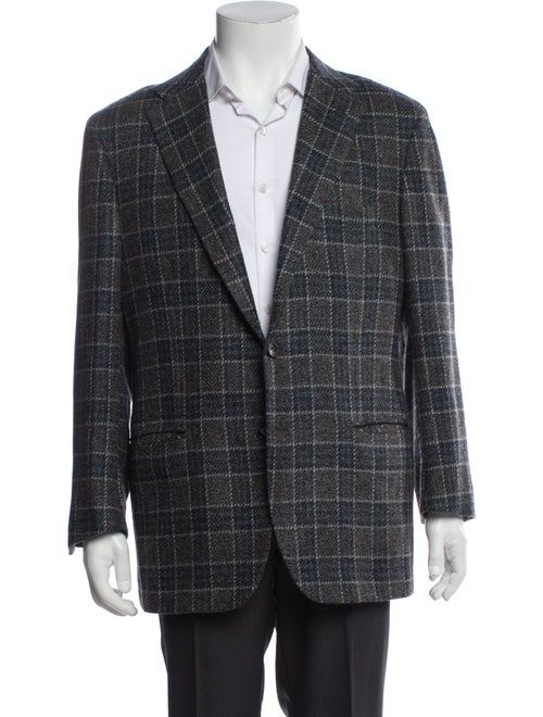Kiton Cashmere Plaid Print Blazer