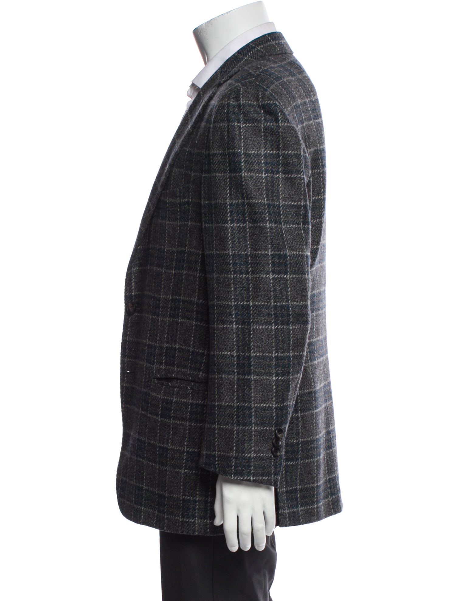 Kiton Cashmere Plaid Print Blazer