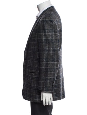 Kiton Cashmere Plaid Print Blazer