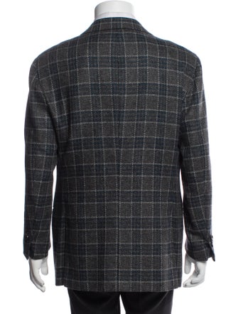 Kiton Cashmere Plaid Print Blazer