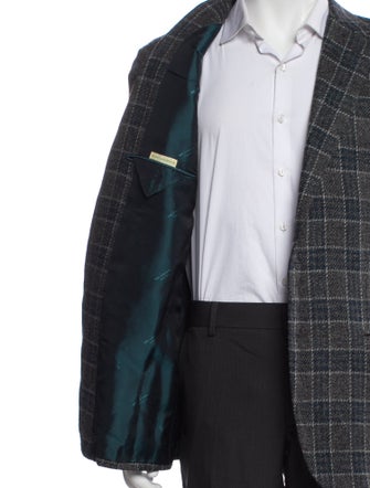 Kiton Cashmere Plaid Print Blazer