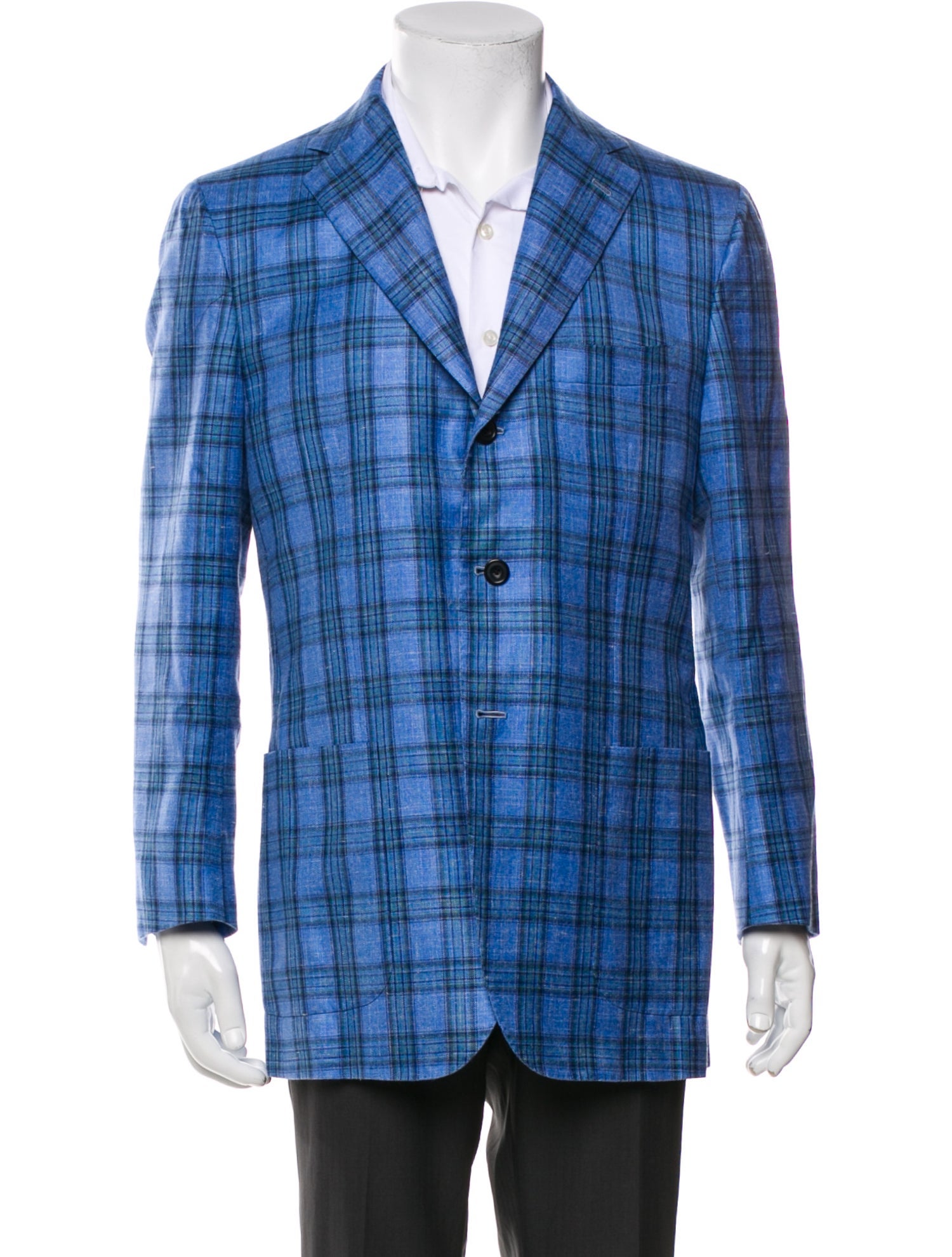Kiton Plaid Print Blazer
