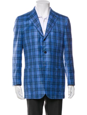 Kiton Plaid Print Blazer