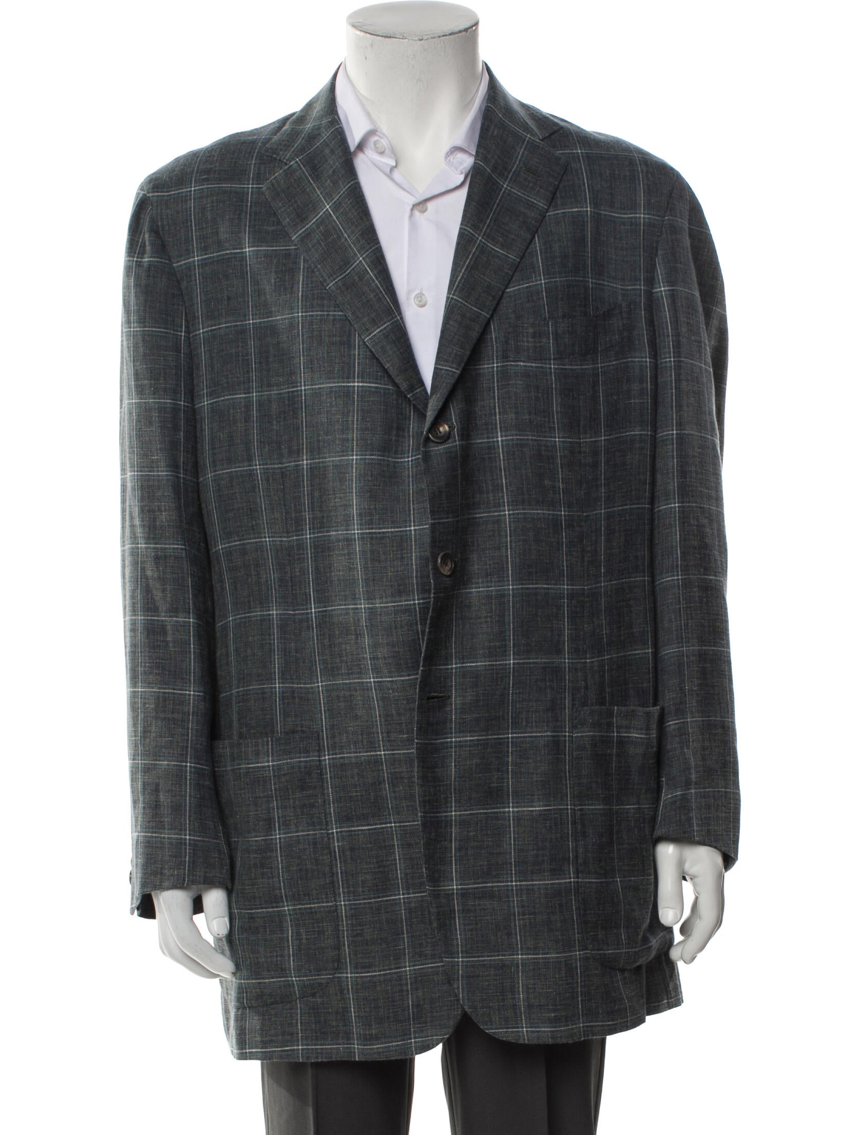 Kiton Cashmere Plaid Print Blazer