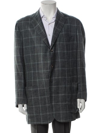 Kiton Cashmere Plaid Print Blazer
