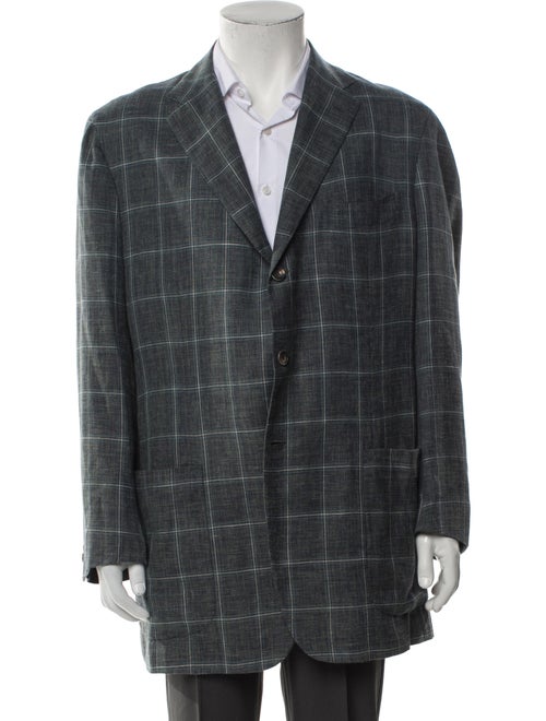 Kiton Cashmere Plaid Print Blazer