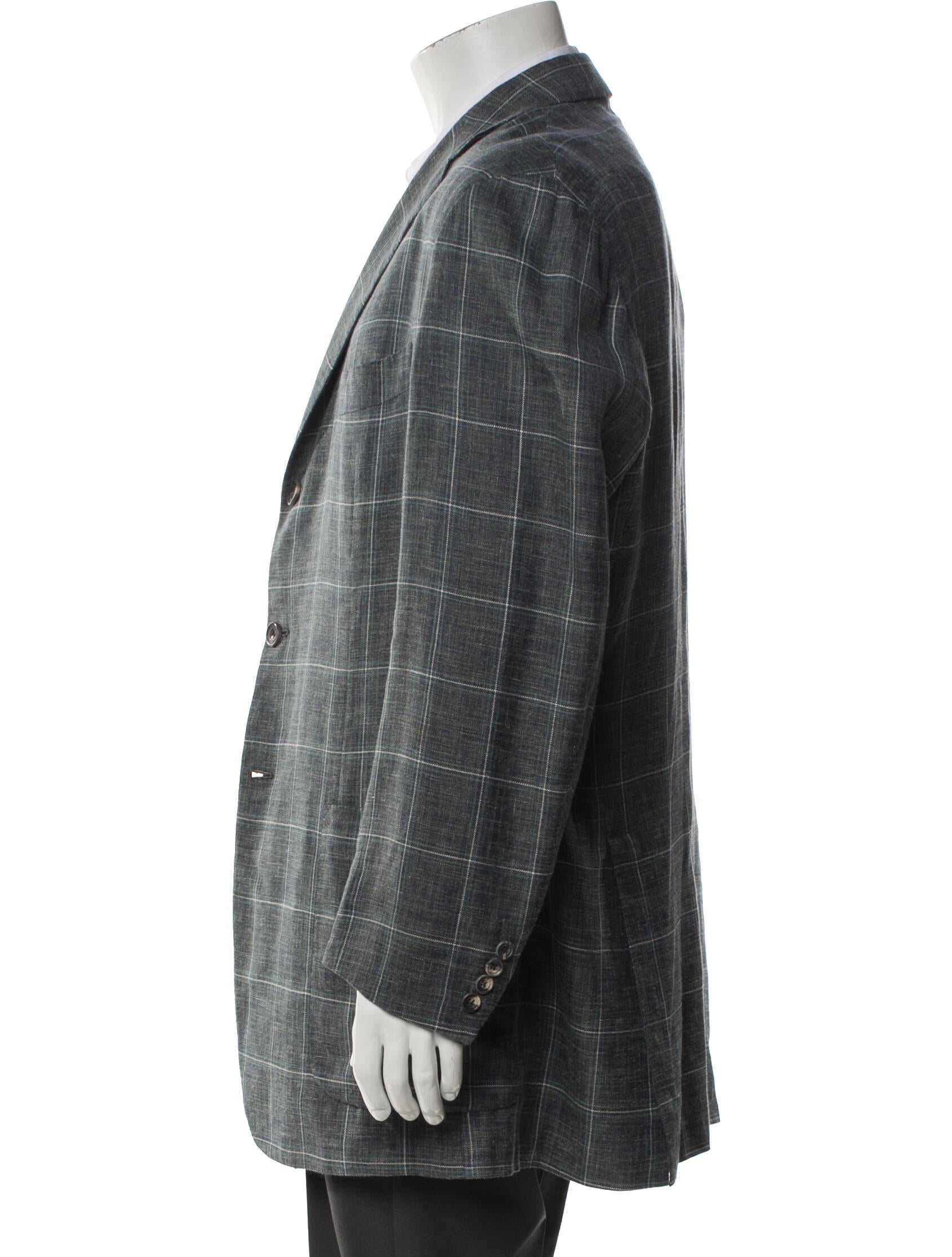Kiton Cashmere Plaid Print Blazer