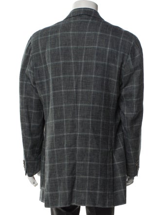 Kiton Cashmere Plaid Print Blazer