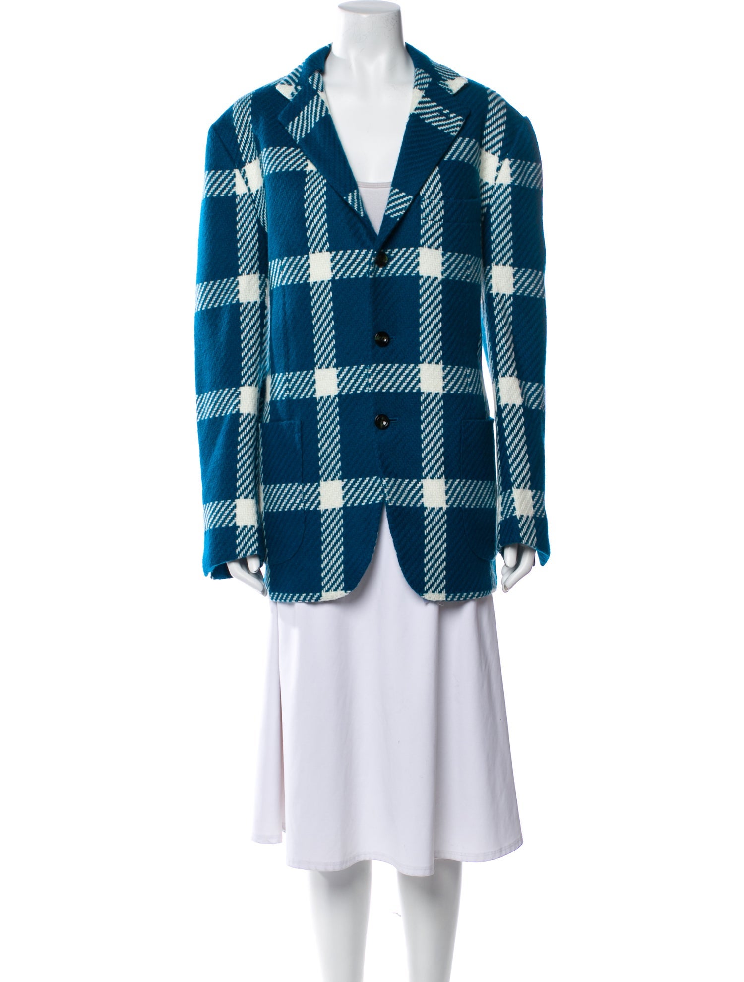 Kiton Cashmere Plaid Print Blazer