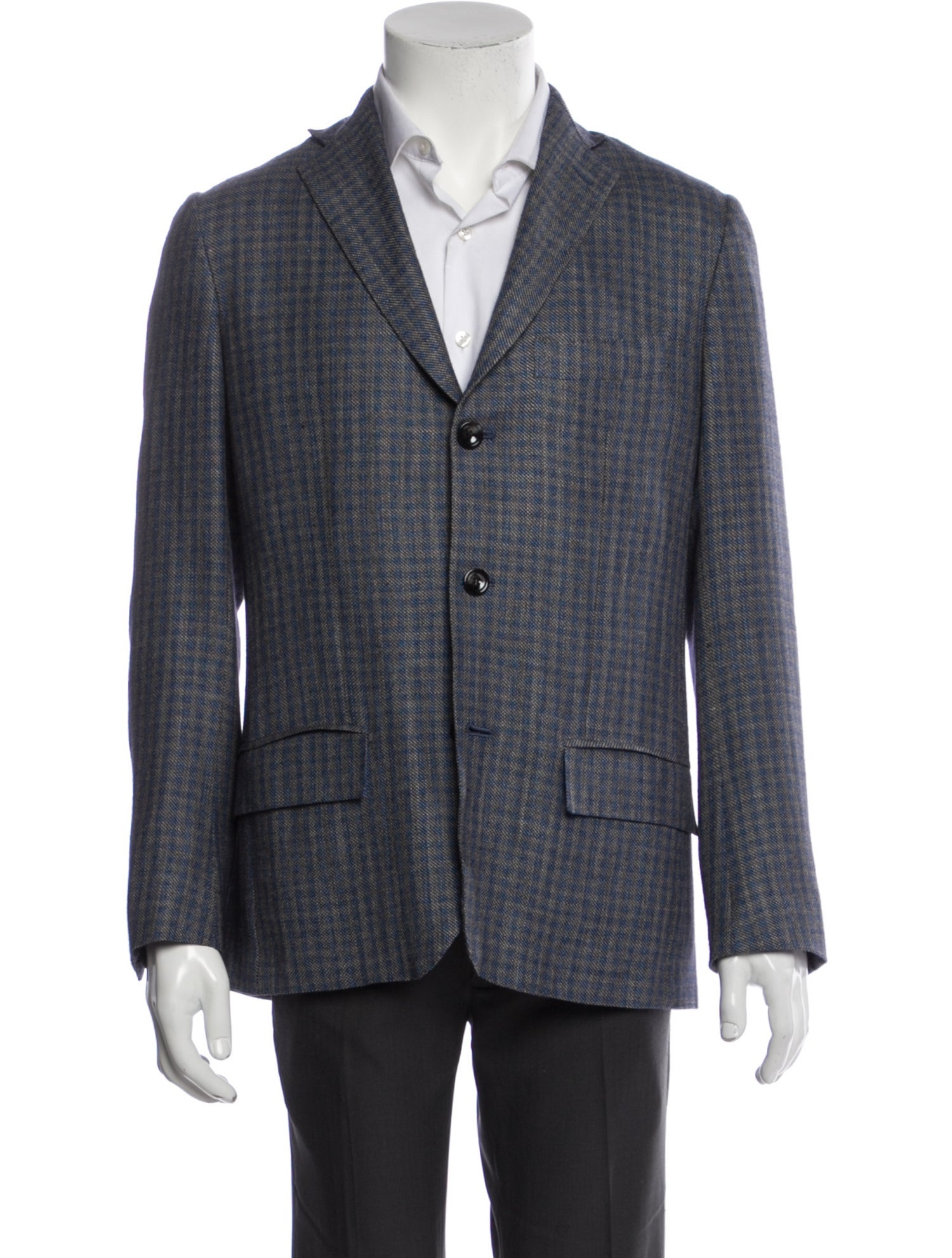 Kiton Patterned Three Button Cashmere Blazer