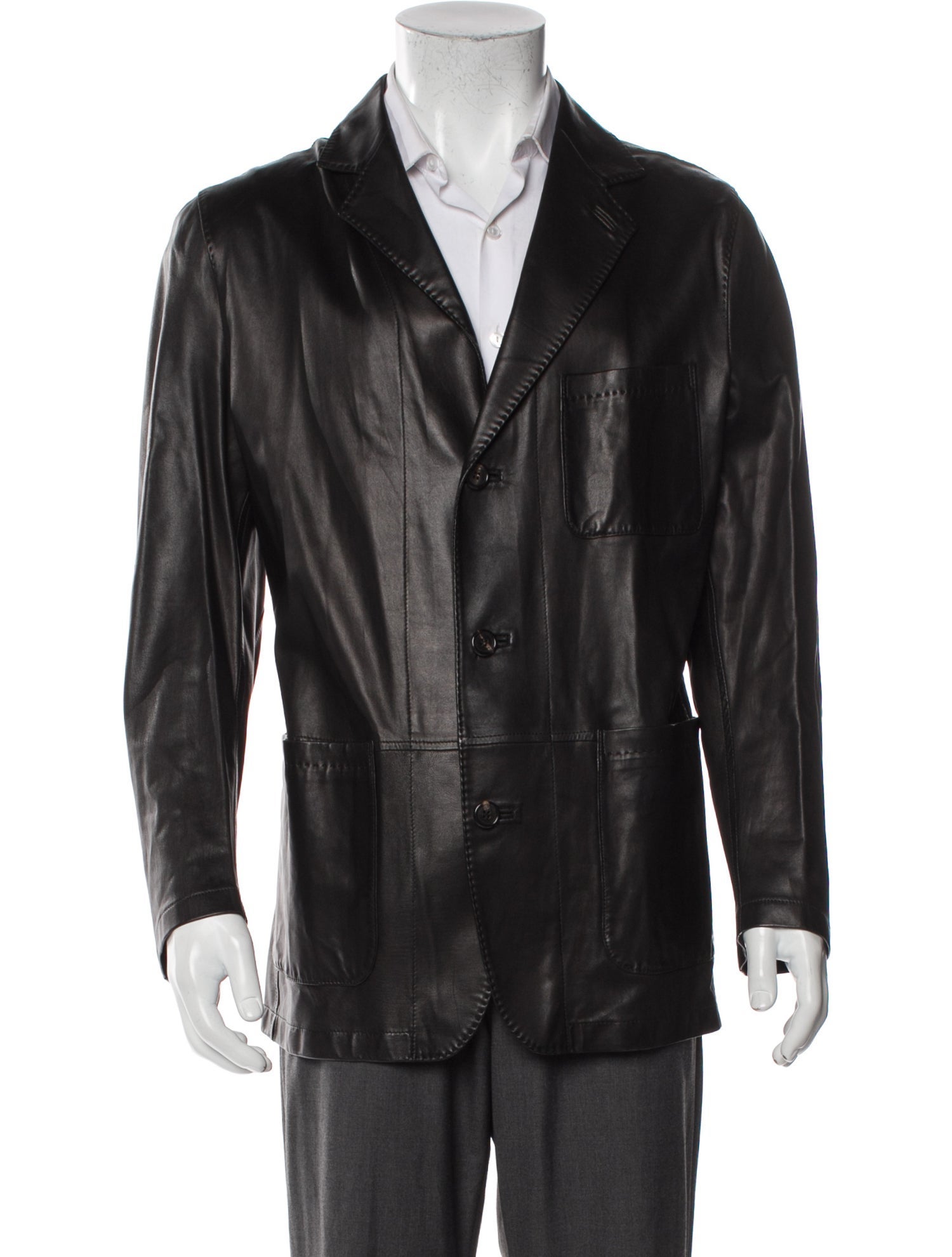 Kiton Leather Peacoat