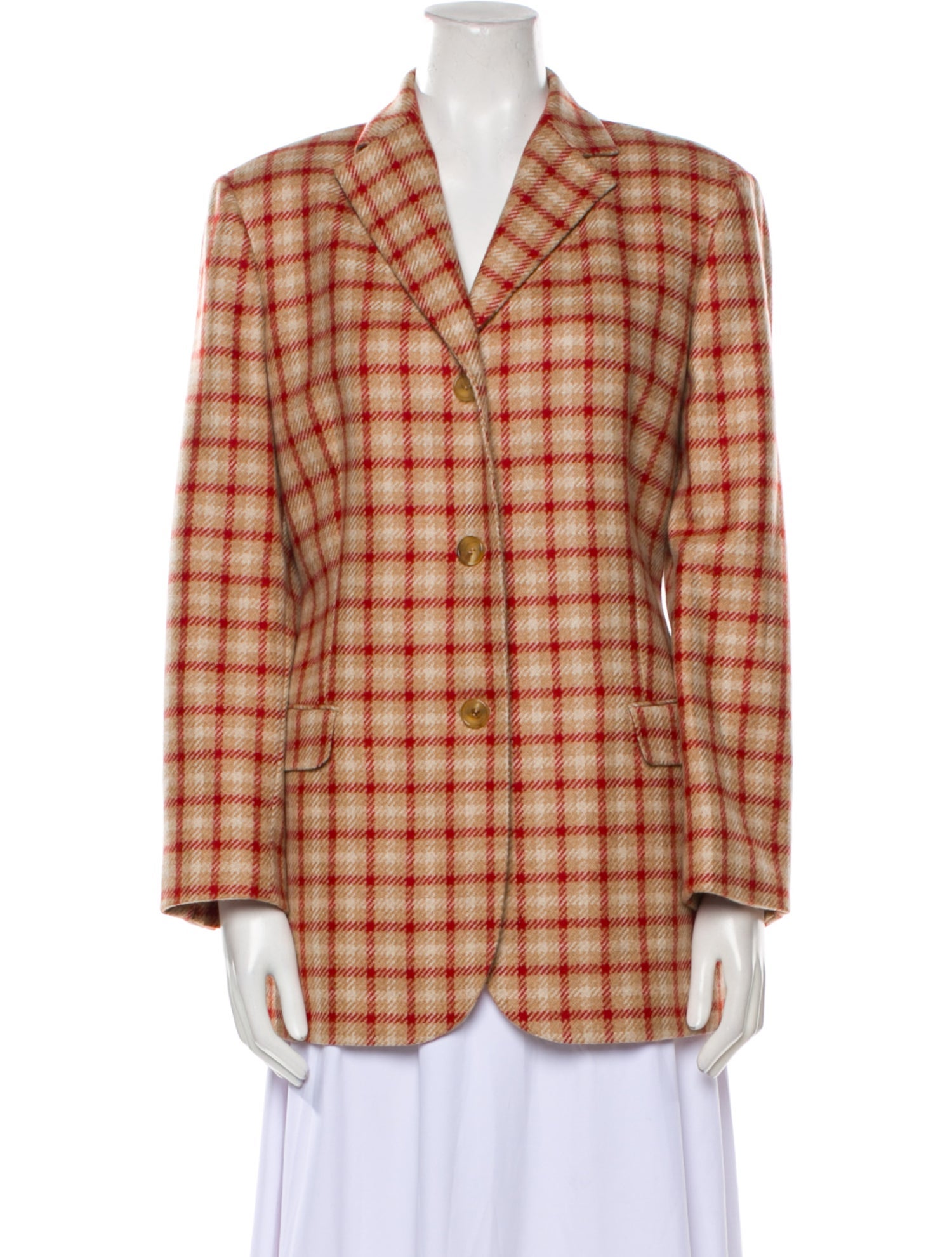 Kiton Cashmere Plaid Print Blazer