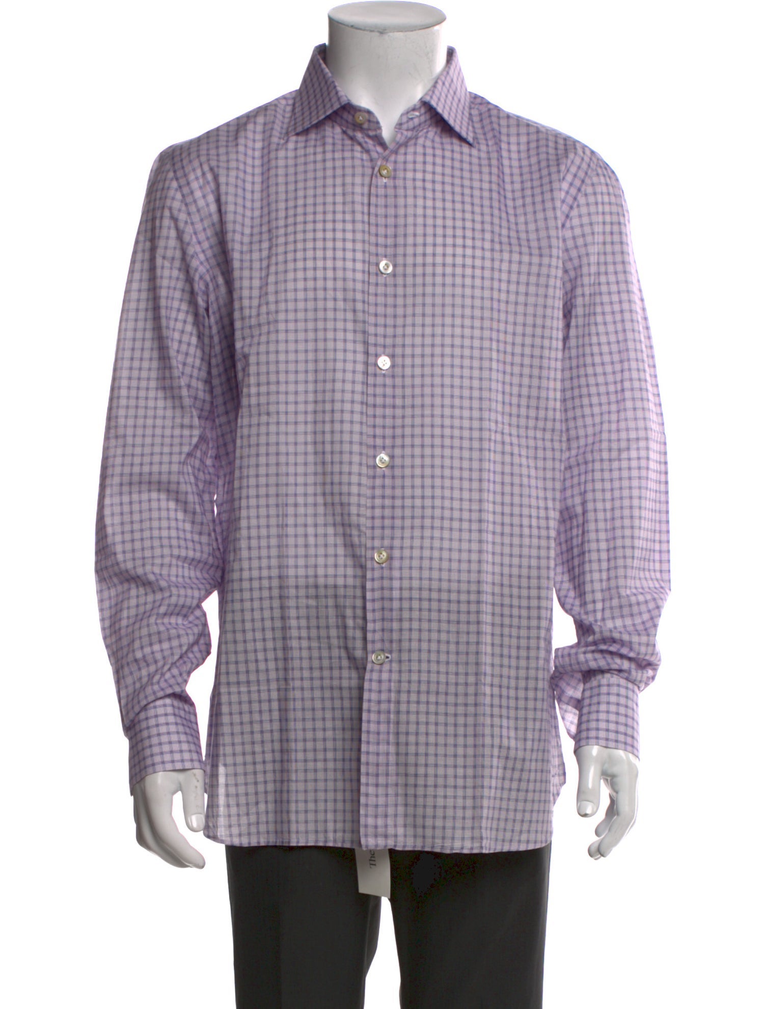Kiton Plaid Print Long Sleeve Dress Shirt