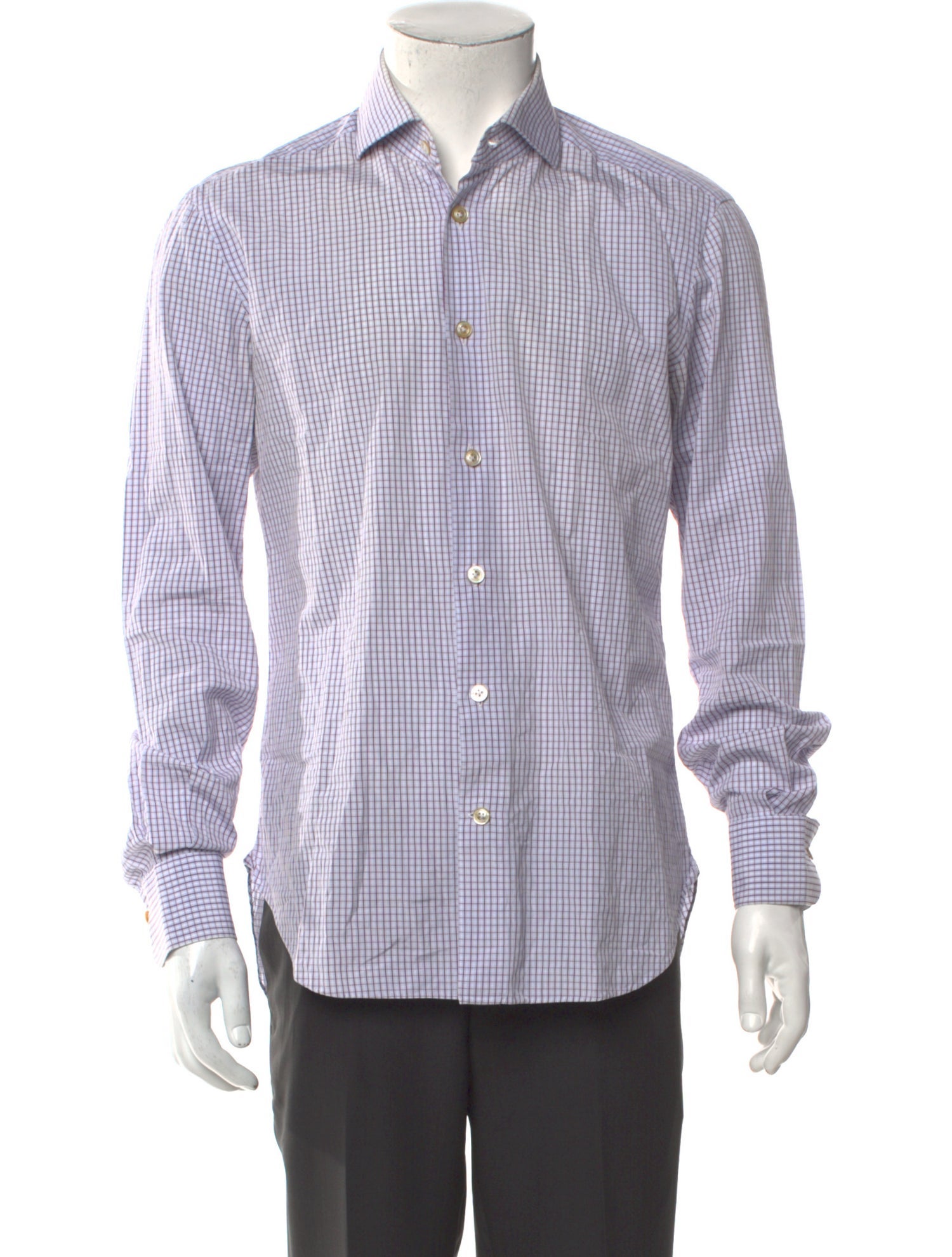 Kiton Plaid Print Long Sleeve Shirt
