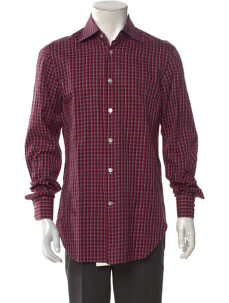 Kiton Plaid Print Long Sleeve Shirt