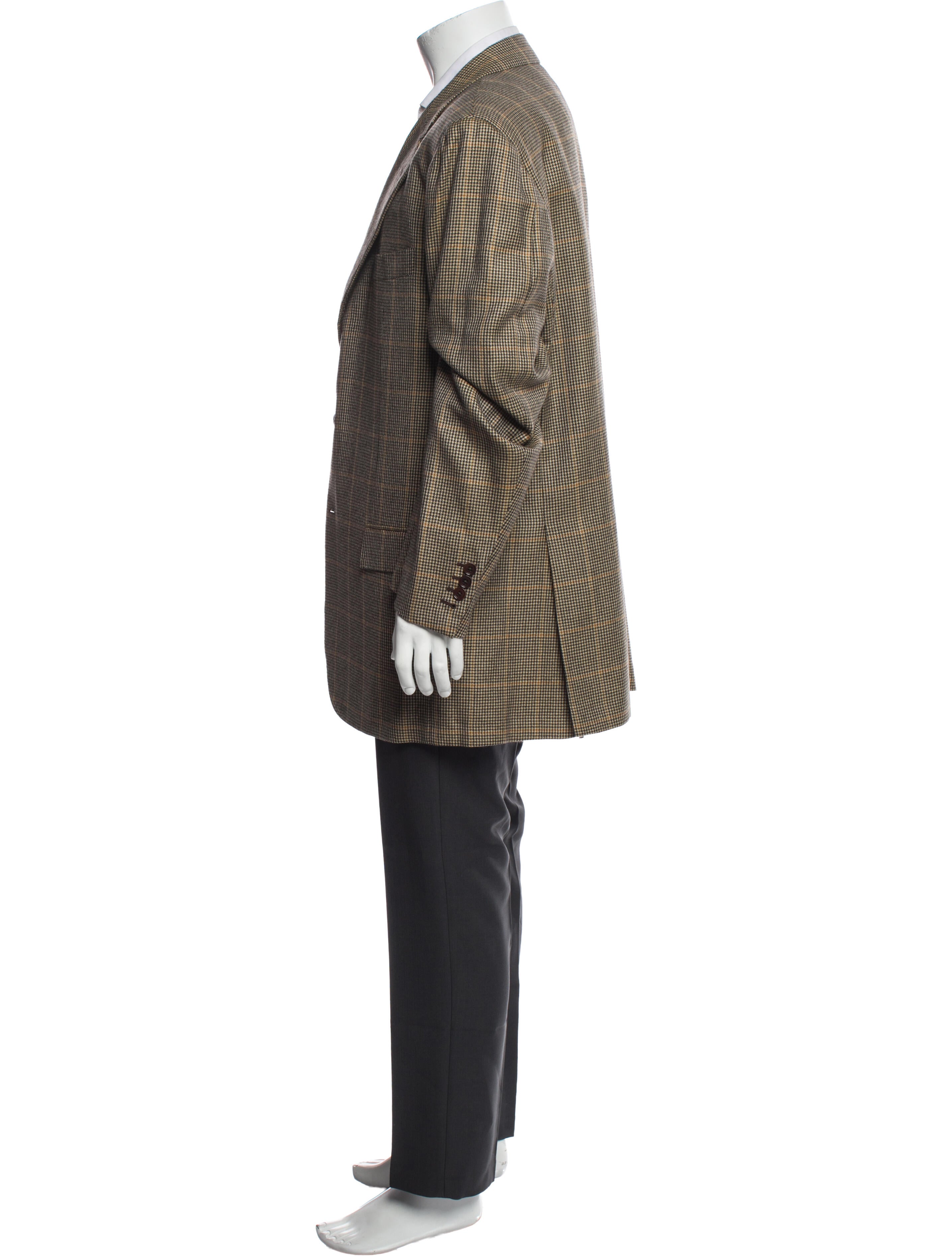 Kiton Cashmere Houndstooth Print Overcoat
