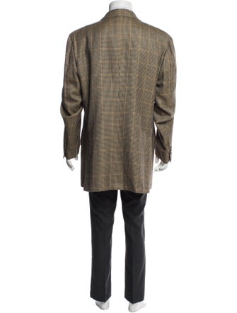 Kiton Cashmere Houndstooth Print Overcoat