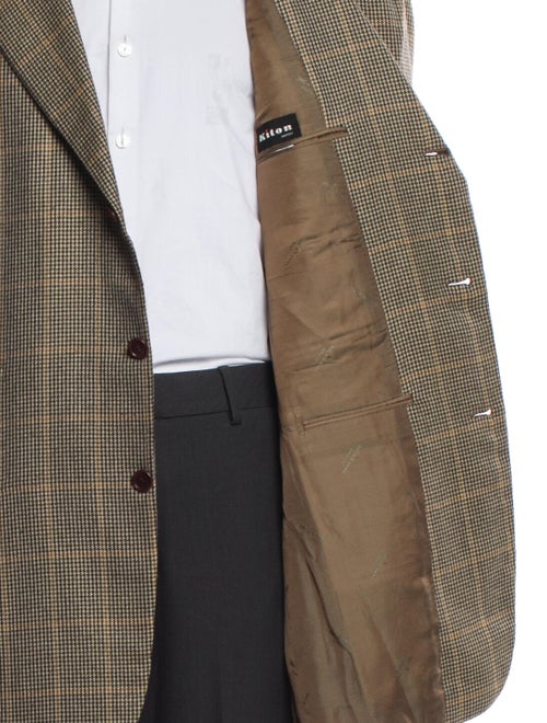 Kiton Cashmere Houndstooth Print Overcoat