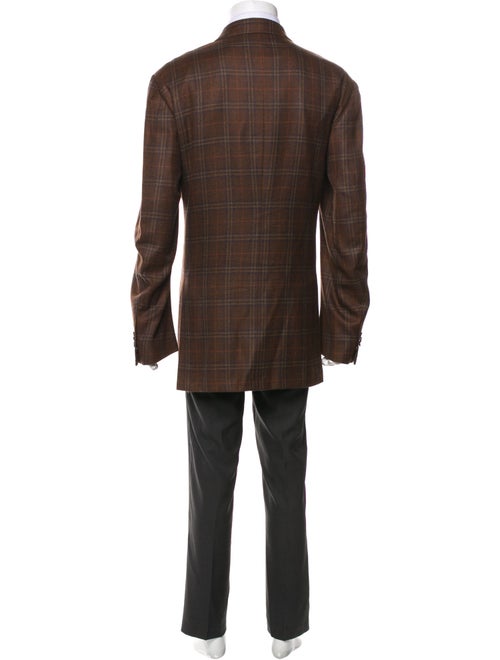Kiton Cashmere Plaid Print Overcoat