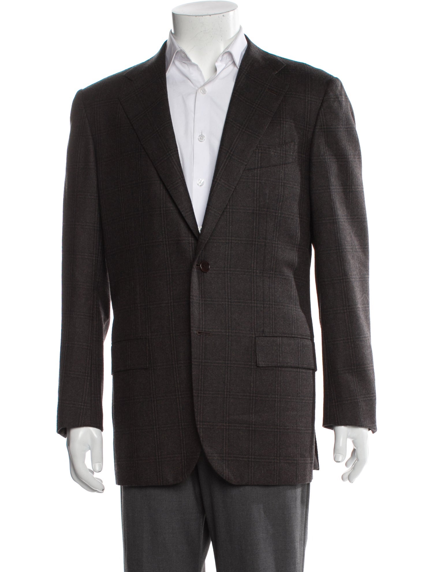 Kiton Wool Plaid Print Blazer