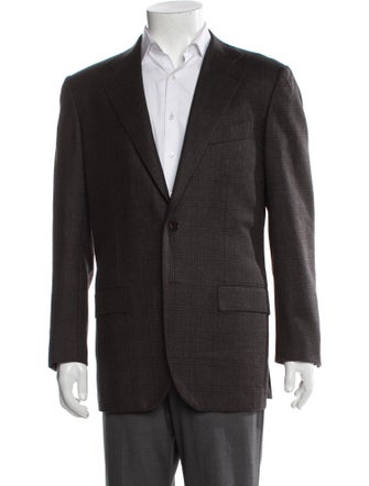 Kiton Wool Plaid Print Blazer