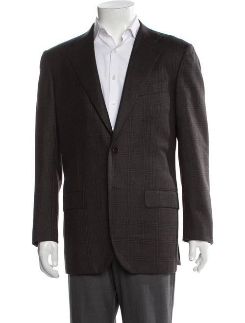 Kiton Wool Plaid Print Blazer