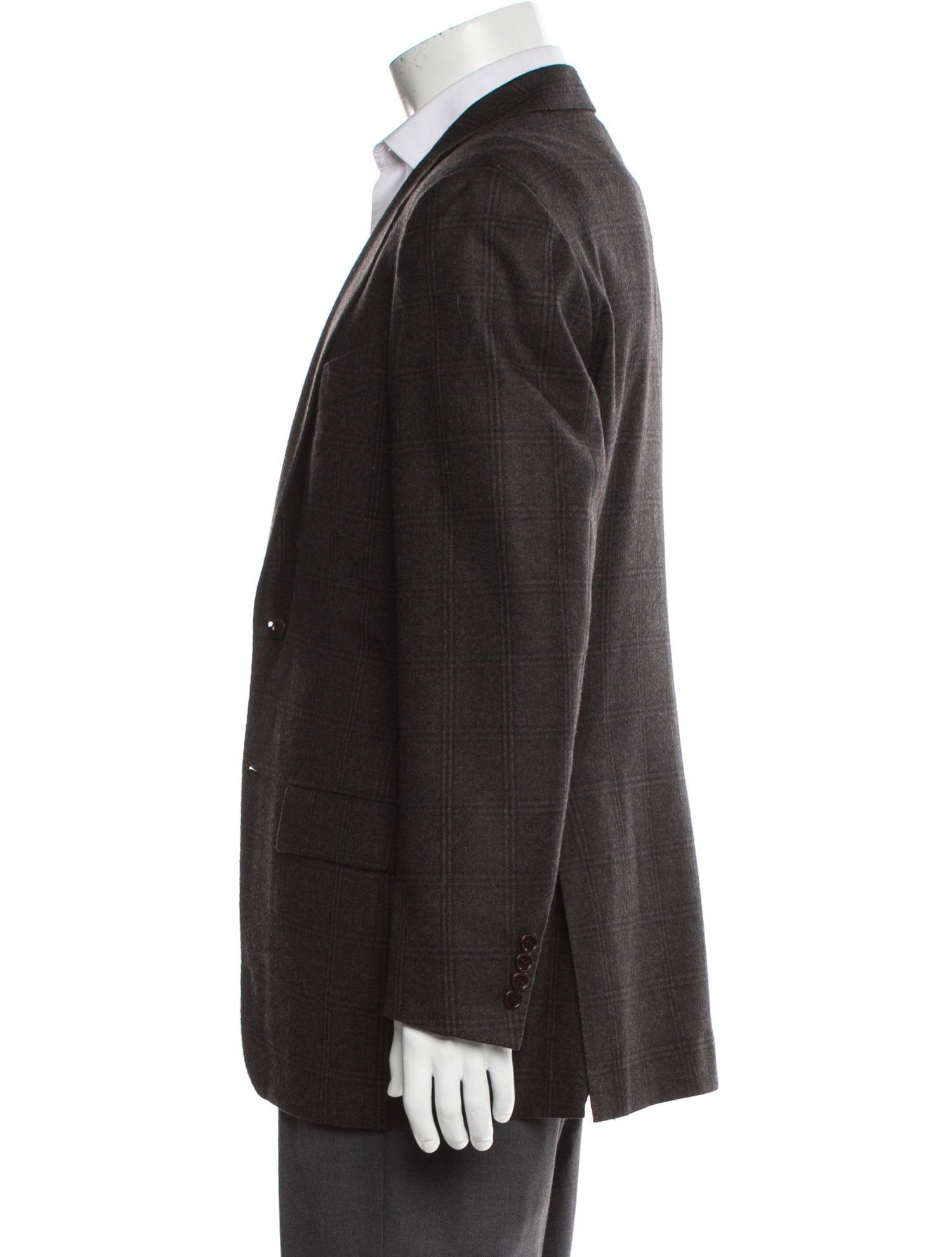 Kiton Wool Plaid Print Blazer