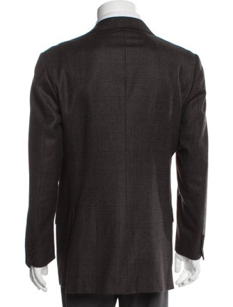 Kiton Wool Plaid Print Blazer