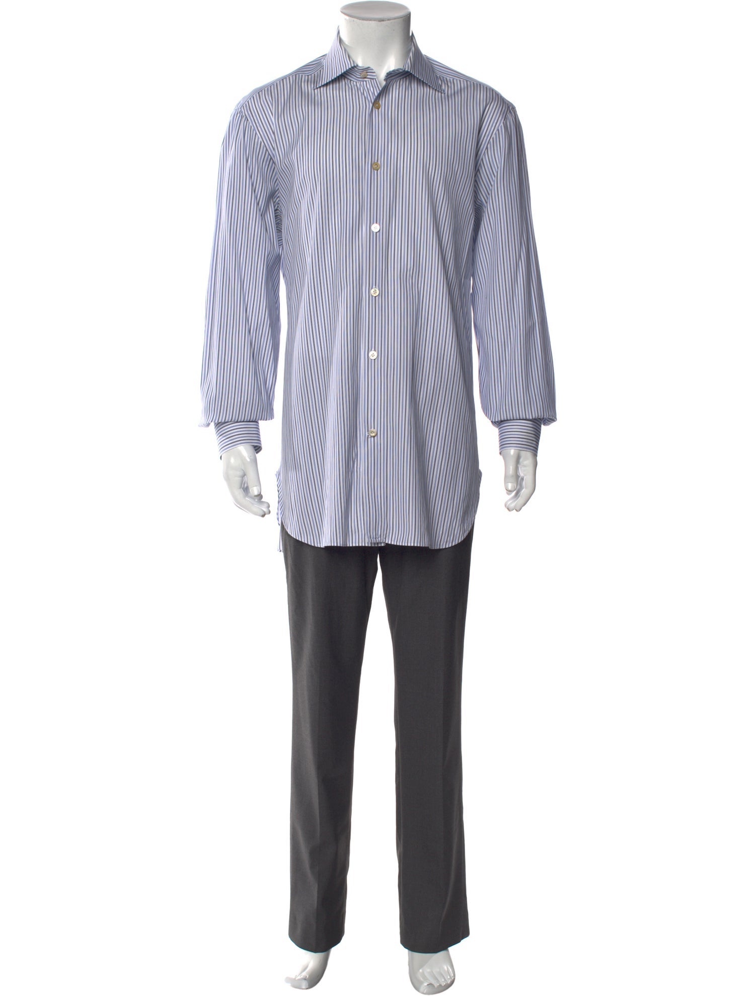 Kiton Striped Long Sleeve Dress Shirt