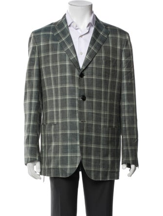 Kiton Cashmere Plaid Print Blazer