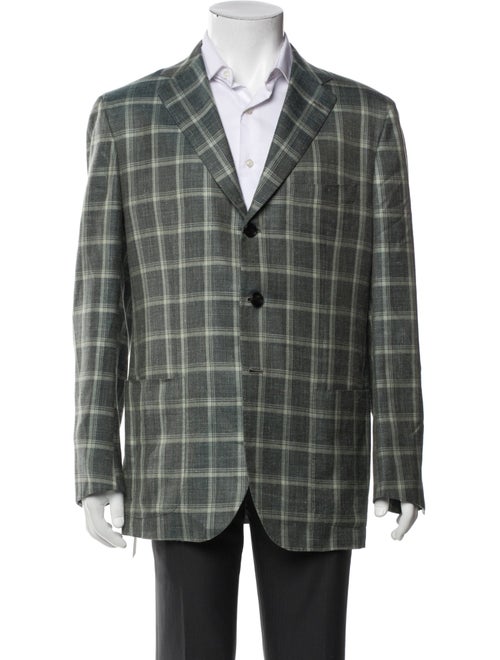 Kiton Cashmere Plaid Print Blazer