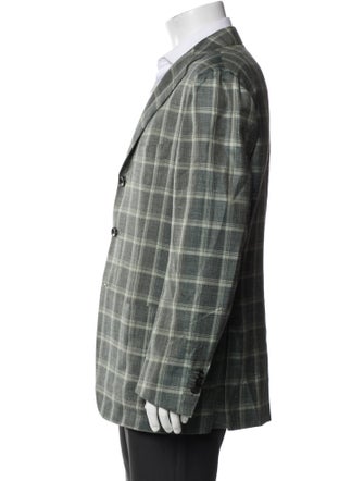 Kiton Cashmere Plaid Print Blazer