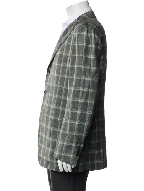 Kiton Cashmere Plaid Print Blazer
