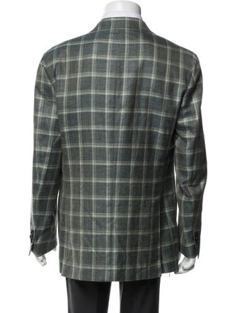 Kiton Cashmere Plaid Print Blazer