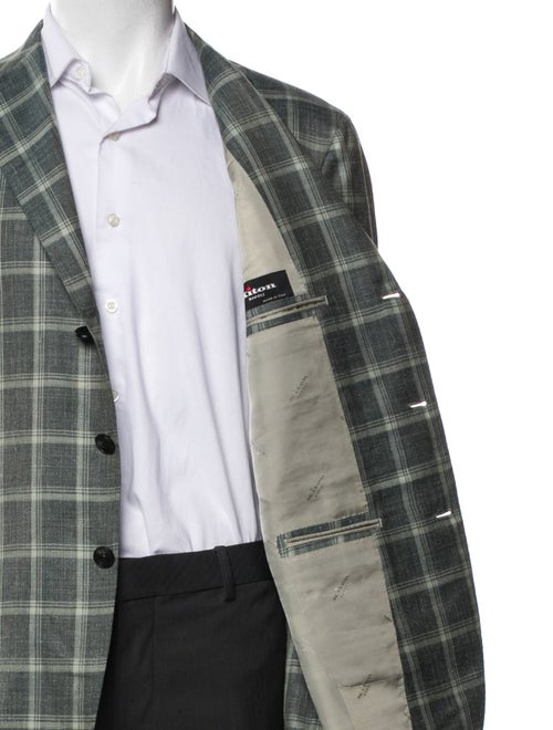 Kiton Cashmere Plaid Print Blazer
