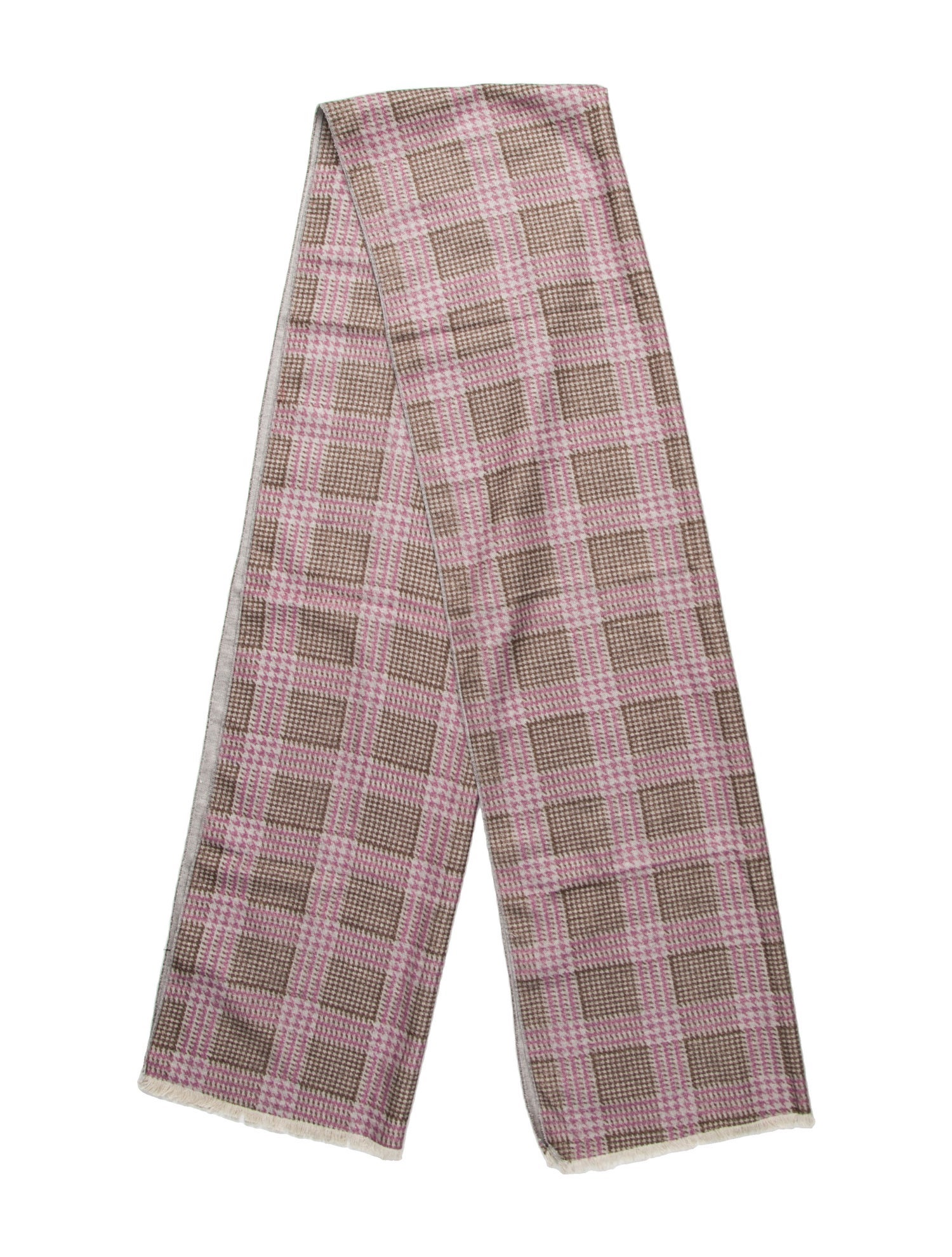 Kiton Silk Houndstooth Print Scarf