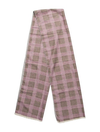 Kiton Silk Houndstooth Print Scarf