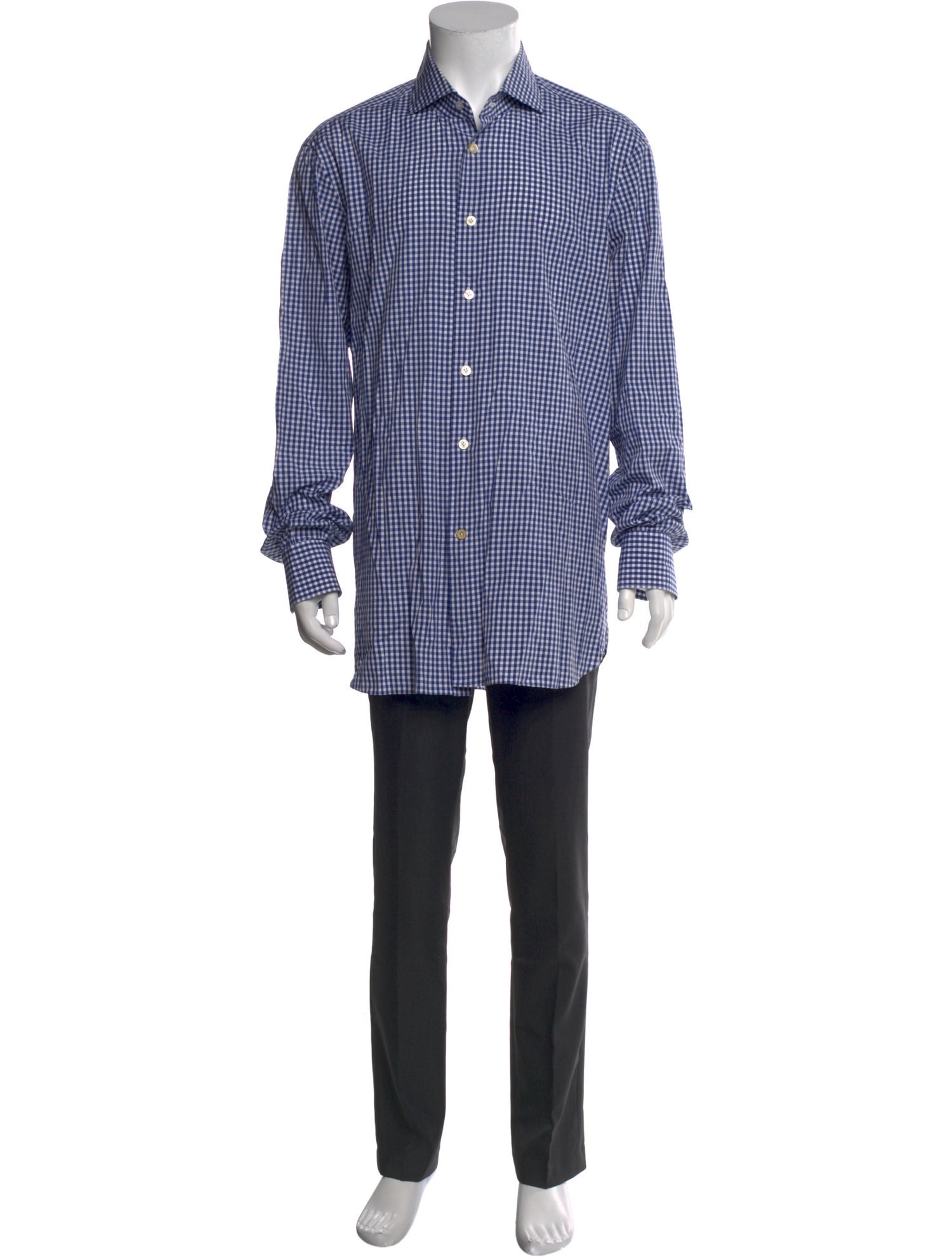 Kiton Plaid Print Long Sleeve Dress Shirt