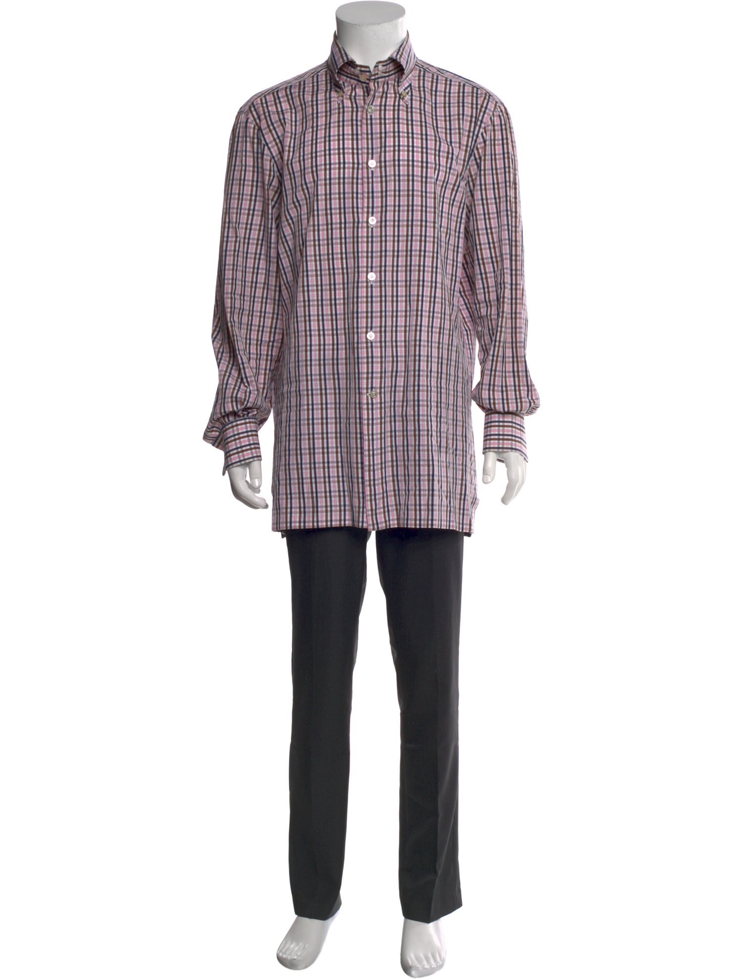 Kiton Plaid Print Long Sleeve Shirt