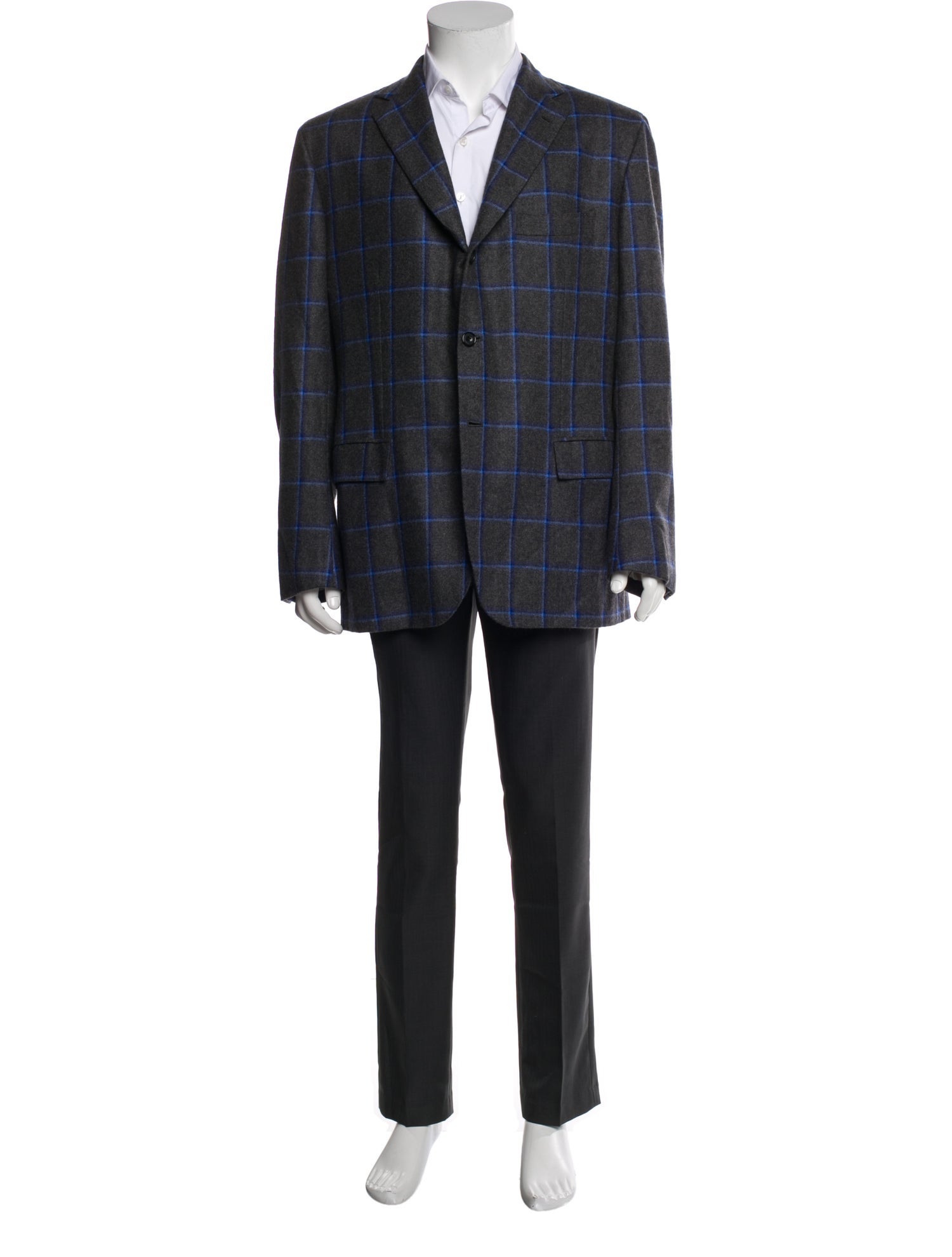 Kiton Cashmere Plaid Print Blazer