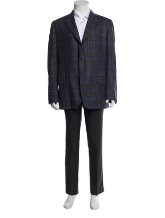 Kiton Cashmere Plaid Print Blazer