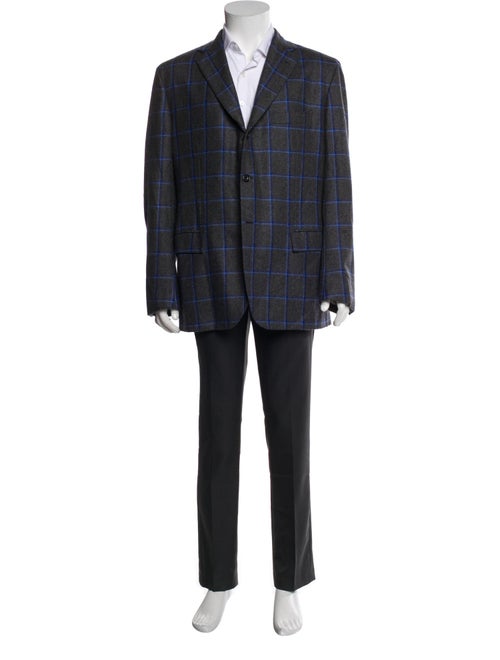 Kiton Cashmere Plaid Print Blazer
