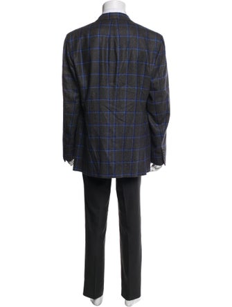 Kiton Cashmere Plaid Print Blazer