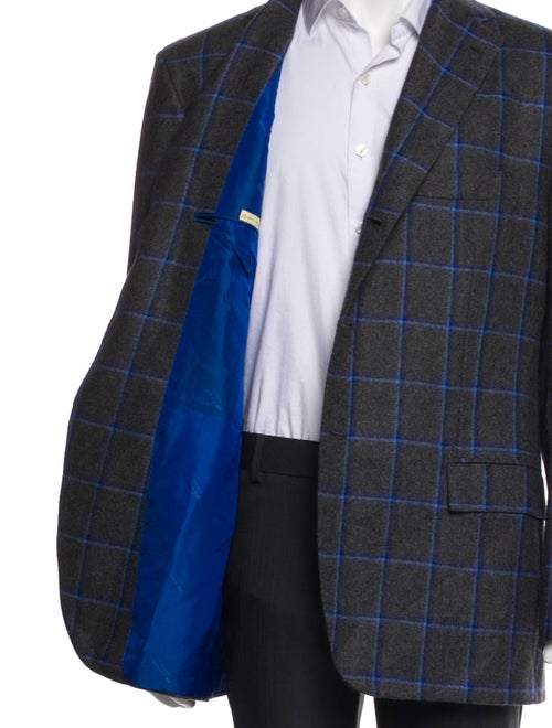 Kiton Cashmere Plaid Print Blazer