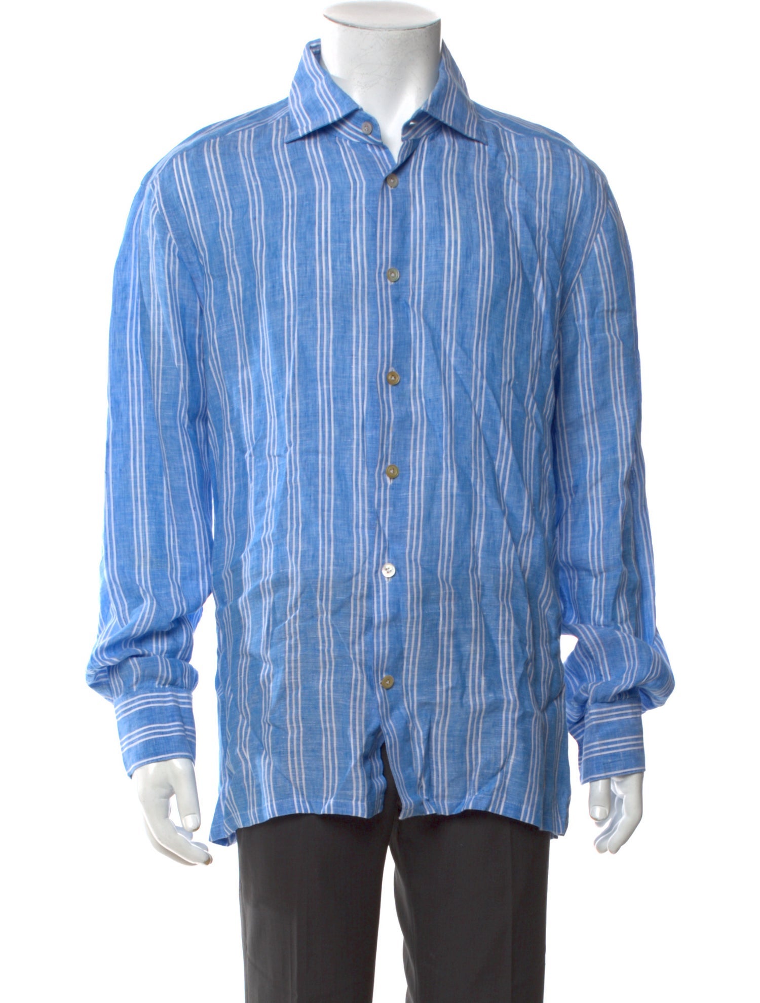 Kiton Striped Long Sleeve Dress Shirt