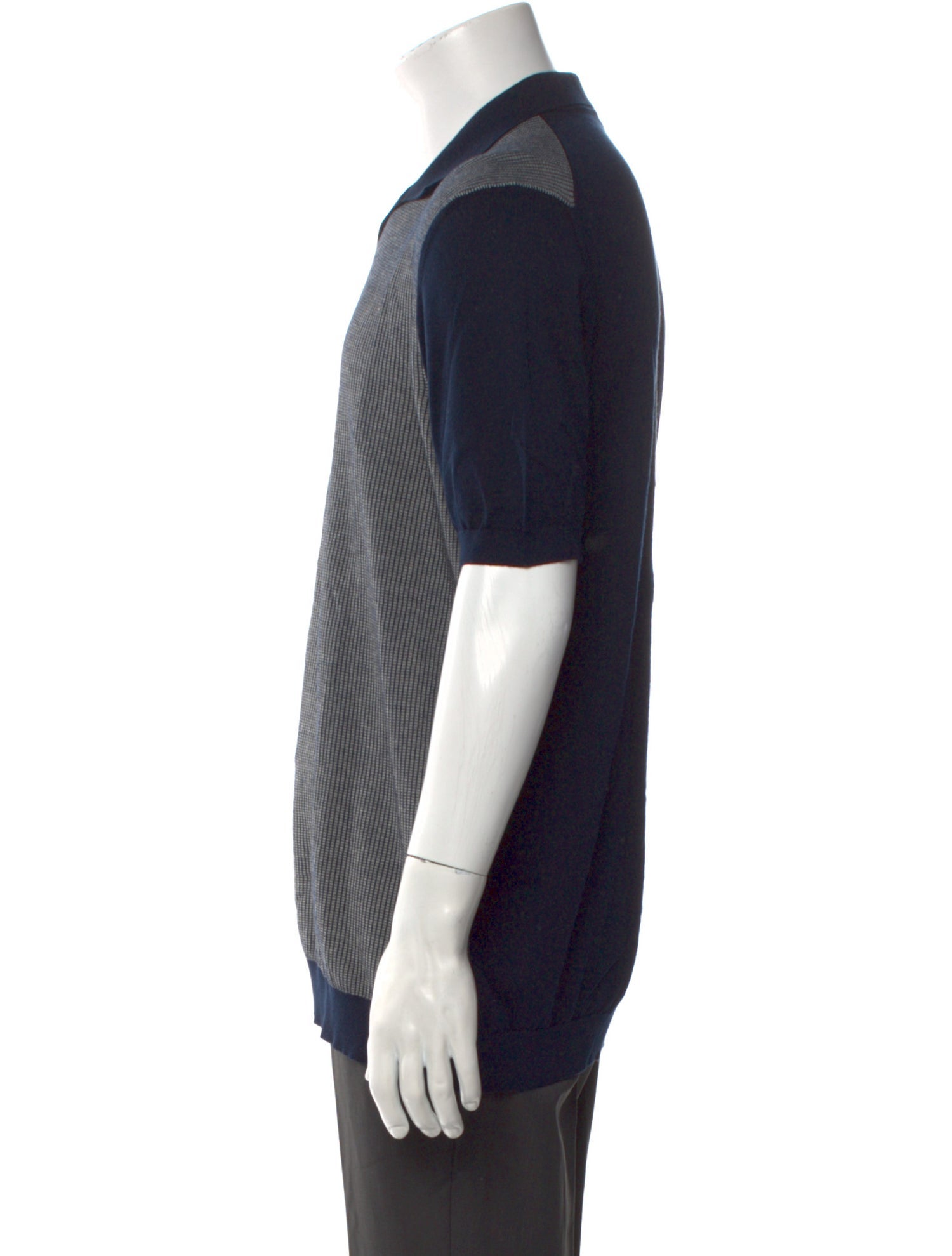 Kiton Colorblock Pattern V-Neck Polo Shirt